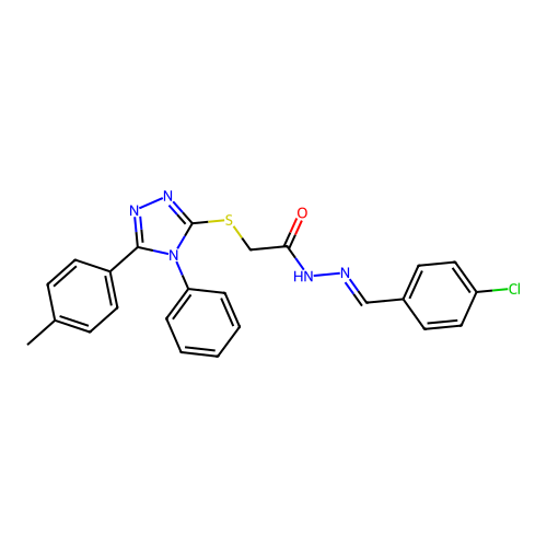 N'-[(E)-(4-chlorophenyl)methylidene]-2-{[5-(4-methylphenyl)-4-phenyl-4H-1,2,4-triazol-3-yl]sulfanyl}acetohydrazide structure