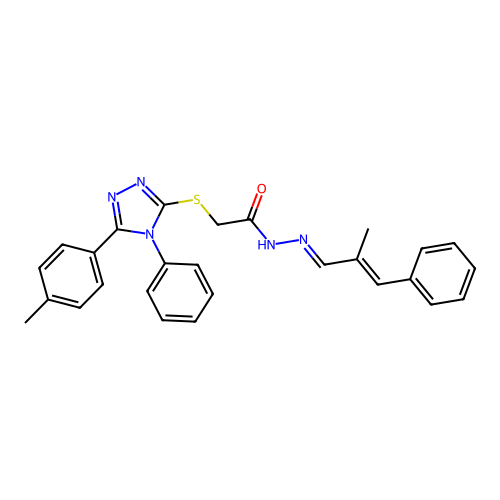 2-{[5-(4-methylphenyl)-4-phenyl-4H-1,2,4-triazol-3-yl]sulfanyl}-N'-[(1E,2E)-2-methyl-3-phenylprop-2-en-1-ylidene]acetohydrazide structure