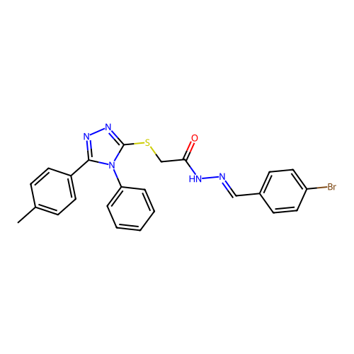 N'-[(E)-(4-bromophenyl)methylidene]-2-{[5-(4-methylphenyl)-4-phenyl-4H-1,2,4-triazol-3-yl]sulfanyl}acetohydrazide structure