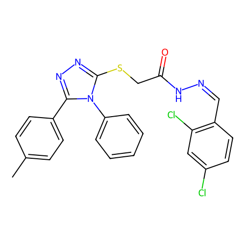 N'-[(E)-(2,4-dichlorophenyl)methylidene]-2-{[5-(4-methylphenyl)-4-phenyl-4H-1,2,4-triazol-3-yl]sulfanyl}acetohydrazide structure