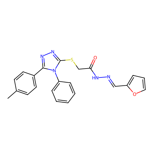 N'-[(E)-furan-2-ylmethylidene]-2-{[5-(4-methylphenyl)-4-phenyl-4H-1,2,4-triazol-3-yl]sulfanyl}acetohydrazide structure