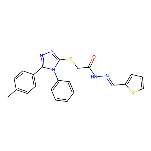 2-{[5-(4-methylphenyl)-4-phenyl-4H-1,2,4-triazol-3-yl]sulfanyl}-N'-[(E)-thiophen-2-ylmethylidene]acetohydrazide structure