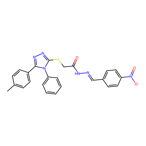 2-{[5-(4-methylphenyl)-4-phenyl-4H-1,2,4-triazol-3-yl]sulfanyl}-N'-[(E)-(4-nitrophenyl)methylidene]acetohydrazide structure