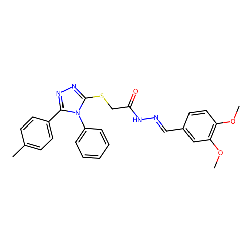 N'-[(E)-(3,4-dimethoxyphenyl)methylidene]-2-{[5-(4-methylphenyl)-4-phenyl-4H-1,2,4-triazol-3-yl]sulfanyl}acetohydrazide structure