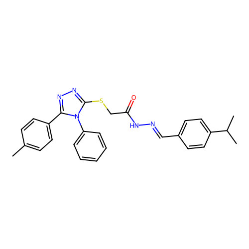 2-{[5-(4-methylphenyl)-4-phenyl-4H-1,2,4-triazol-3-yl]sulfanyl}-N'-{(E)-[4-(propan-2-yl)phenyl]methylidene}acetohydrazide structure