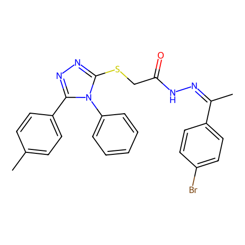 (Z)-N'-(1-(4-bromophenyl)ethylidene)-2-((4-phenyl-5-(p-tolyl)-4H-1,2,4-triazol-3-yl)thio)acetohydrazide structure