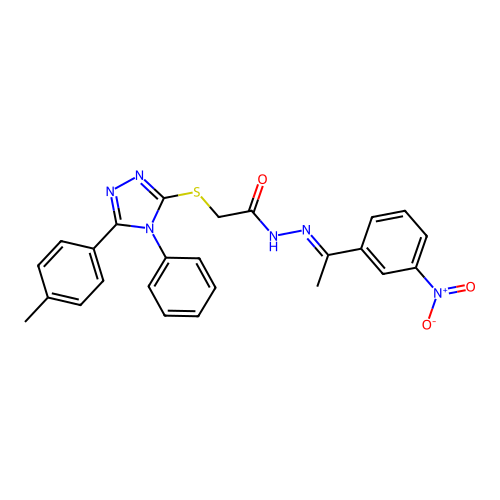 2-{[5-(4-methylphenyl)-4-phenyl-4H-1,2,4-triazol-3-yl]sulfanyl}-N'-[(1E)-1-(3-nitrophenyl)ethylidene]acetohydrazide structure