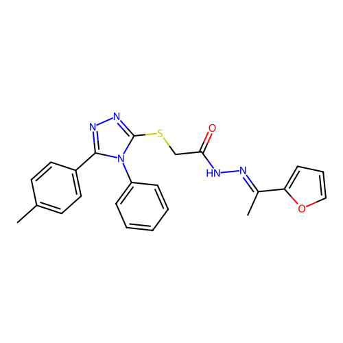 N'-[(1E)-1-(furan-2-yl)ethylidene]-2-{[5-(4-methylphenyl)-4-phenyl-4H-1,2,4-triazol-3-yl]sulfanyl}acetohydrazide structure