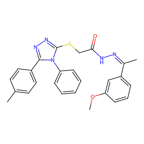 (Z)-N'-(1-(3-methoxyphenyl)ethylidene)-2-((4-phenyl-5-(p-tolyl)-4H-1,2,4-triazol-3-yl)thio)acetohydrazide structure
