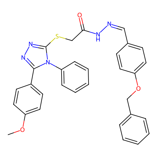 (Z)-N'-(4-(benzyloxy)benzylidene)-2-((5-(4-methoxyphenyl)-4-phenyl-4H-1,2,4-triazol-3-yl)thio)acetohydrazide structure
