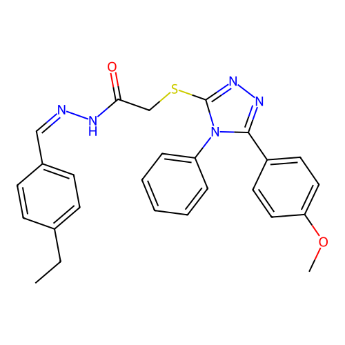 (Z)-N'-(4-ethylbenzylidene)-2-((5-(4-methoxyphenyl)-4-phenyl-4H-1,2,4-triazol-3-yl)thio)acetohydrazide structure