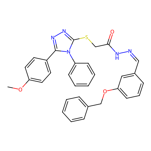 (Z)-N'-(3-(benzyloxy)benzylidene)-2-((5-(4-methoxyphenyl)-4-phenyl-4H-1,2,4-triazol-3-yl)thio)acetohydrazide structure