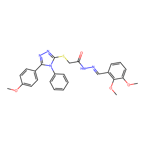 N'-[(E)-(2,3-dimethoxyphenyl)methylidene]-2-{[5-(4-methoxyphenyl)-4-phenyl-4H-1,2,4-triazol-3-yl]sulfanyl}acetohydrazide structure