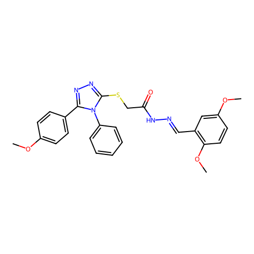 N'-[(E)-(2,5-dimethoxyphenyl)methylidene]-2-{[5-(4-methoxyphenyl)-4-phenyl-4H-1,2,4-triazol-3-yl]sulfanyl}acetohydrazide structure
