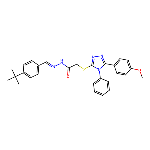 N'-[(E)-(4-tert-butylphenyl)methylidene]-2-{[5-(4-methoxyphenyl)-4-phenyl-4H-1,2,4-triazol-3-yl]sulfanyl}acetohydrazide structure