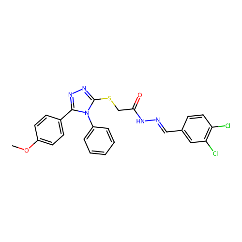 (E)-N'-(3,4-dichlorobenzylidene)-2-((5-(4-methoxyphenyl)-4-phenyl-4H-1,2,4-triazol-3-yl)thio)acetohydrazide structure