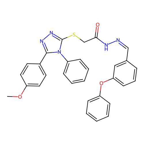 (Z)-2-((5-(4-methoxyphenyl)-4-phenyl-4H-1,2,4-triazol-3-yl)thio)-N'-(3-phenoxybenzylidene)acetohydrazide structure