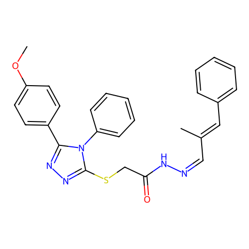 2-{[5-(4-methoxyphenyl)-4-phenyl-4H-1,2,4-triazol-3-yl]sulfanyl}-N'-[(1E,2E)-2-methyl-3-phenylprop-2-en-1-ylidene]acetohydrazide structure