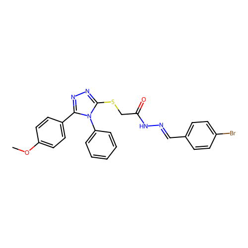 N'-[(E)-(4-bromophenyl)methylidene]-2-{[5-(4-methoxyphenyl)-4-phenyl-4H-1,2,4-triazol-3-yl]sulfanyl}acetohydrazide structure