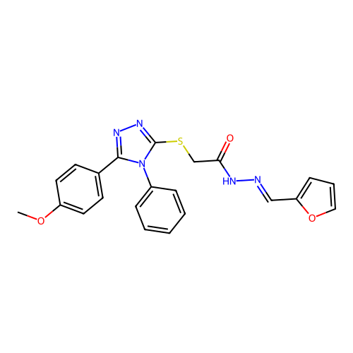 N'-[(E)-furan-2-ylmethylidene]-2-{[5-(4-methoxyphenyl)-4-phenyl-4H-1,2,4-triazol-3-yl]sulfanyl}acetohydrazide structure