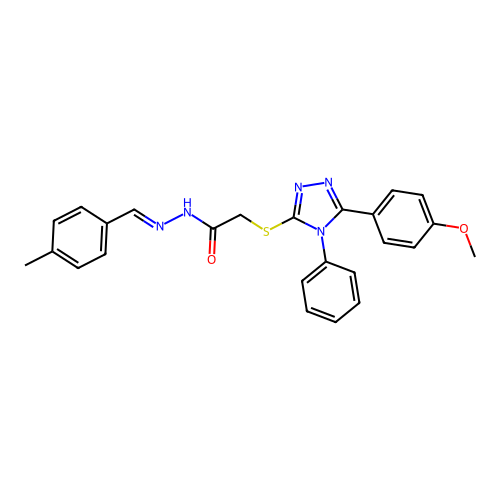 2-{[5-(4-methoxyphenyl)-4-phenyl-4H-1,2,4-triazol-3-yl]sulfanyl}-N'-[(E)-(4-methylphenyl)methylidene]acetohydrazide structure