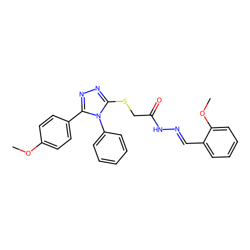 N'-[(E)-(2-methoxyphenyl)methylidene]-2-{[5-(4-methoxyphenyl)-4-phenyl-4H-1,2,4-triazol-3-yl]sulfanyl}acetohydrazide structure
