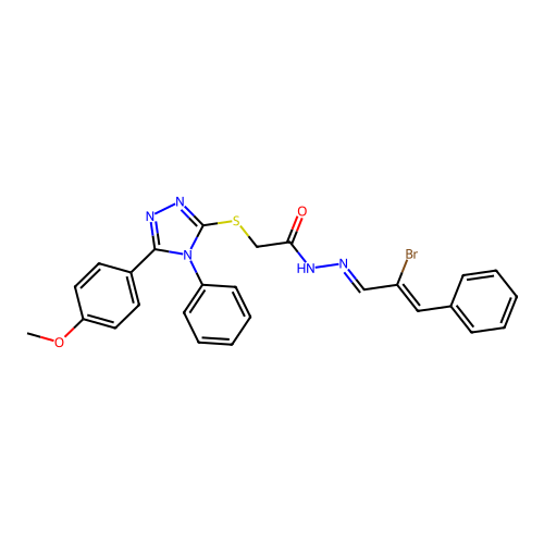 N'-[(1E,2Z)-2-bromo-3-phenylprop-2-en-1-ylidene]-2-{[5-(4-methoxyphenyl)-4-phenyl-4H-1,2,4-triazol-3-yl]sulfanyl}acetohydrazide structure