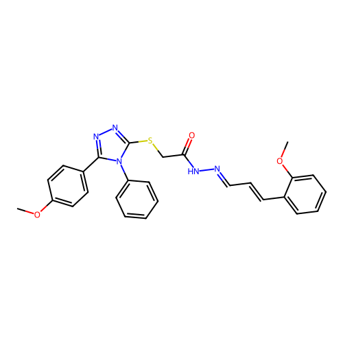 2-{[5-(4-methoxyphenyl)-4-phenyl-4H-1,2,4-triazol-3-yl]sulfanyl}-N'-[(1E,2E)-3-(2-methoxyphenyl)prop-2-en-1-ylidene]acetohydrazide structure