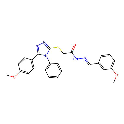 N'-[(E)-(3-methoxyphenyl)methylidene]-2-{[5-(4-methoxyphenyl)-4-phenyl-4H-1,2,4-triazol-3-yl]sulfanyl}acetohydrazide structure