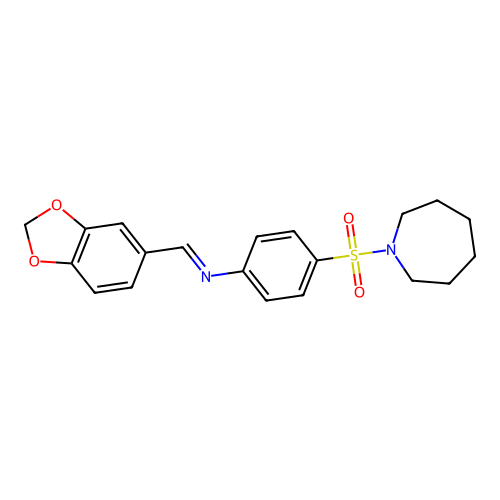 N-[4-(azepan-1-ylsulfonyl)phenyl]-1-(1,3-benzodioxol-5-yl)methanimine structure