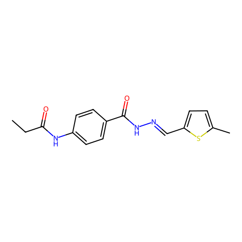 N-[4-({2-[(5-methyl-2-thienyl)methylene]hydrazino}carbonyl)phenyl]propanamide structure