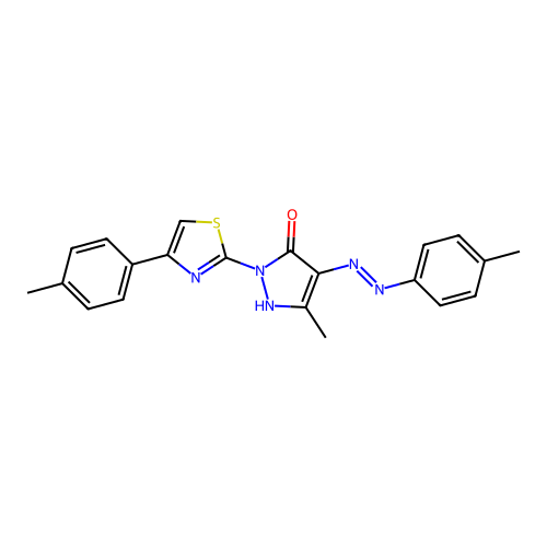 5-methyl-4-[(4-methylphenyl)hydrazono]-2-[4-(4-methylphenyl)-1,3-thiazol-2-yl]-2,4-dihydro-3H-pyrazol-3-one structure
