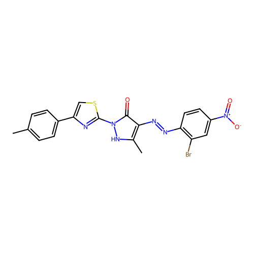 4-[(2-bromo-4-nitrophenyl)hydrazono]-5-methyl-2-[4-(4-methylphenyl)-1,3-thiazol-2-yl]-2,4-dihydro-3H-pyrazol-3-one structure