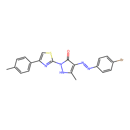 4-[(4-bromophenyl)hydrazinylidene]-5-methyl-2-[4-(4-methylphenyl)-1,3-thiazol-2-yl]pyrazol-3-one structure