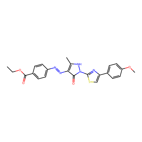 ethyl 4-(2-{1-[4-(4-methoxyphenyl)-1,3-thiazol-2-yl]-3-methyl-5-oxo-1,5-dihydro-4H-pyrazol-4-ylidene}hydrazino)benzoate structure