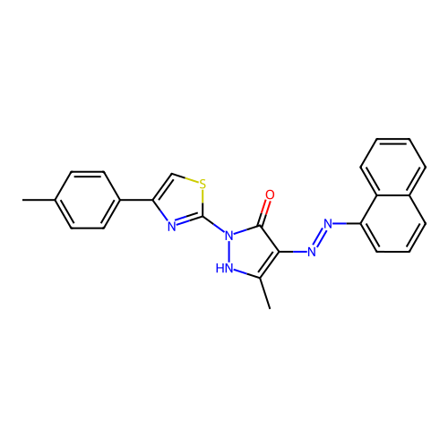 5-methyl-2-[4-(4-methylphenyl)-1,3-thiazol-2-yl]-4-(1-naphthylhydrazono)-2,4-dihydro-3H-pyrazol-3-one structure