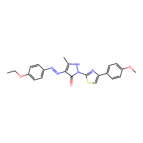 4-[(4-ethoxyphenyl)hydrazono]-2-[4-(4-methoxyphenyl)-1,3-thiazol-2-yl]-5-methyl-2,4-dihydro-3H-pyrazol-3-one structure