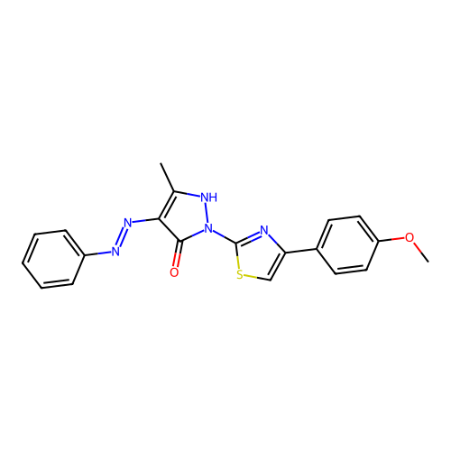 2-[4-(4-methoxyphenyl)-1,3-thiazol-2-yl]-5-methyl-4-(phenylhydrazono)-2,4-dihydro-3H-pyrazol-3-one structure