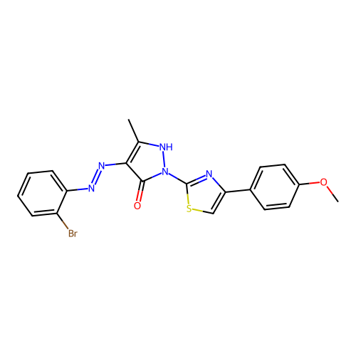 4-[(2-bromophenyl)hydrazono]-2-[4-(4-methoxyphenyl)-1,3-thiazol-2-yl]-5-methyl-2,4-dihydro-3H-pyrazol-3-one structure