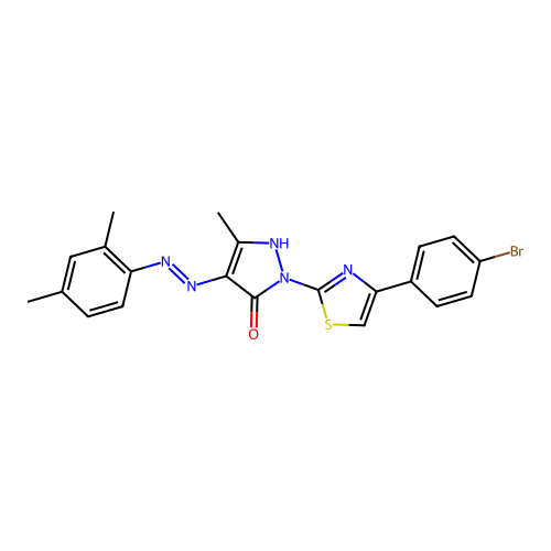 2-[4-(4-bromophenyl)-1,3-thiazol-2-yl]-4-[(2,4-dimethylphenyl)hydrazono]-5-methyl-2,4-dihydro-3H-pyrazol-3-one structure