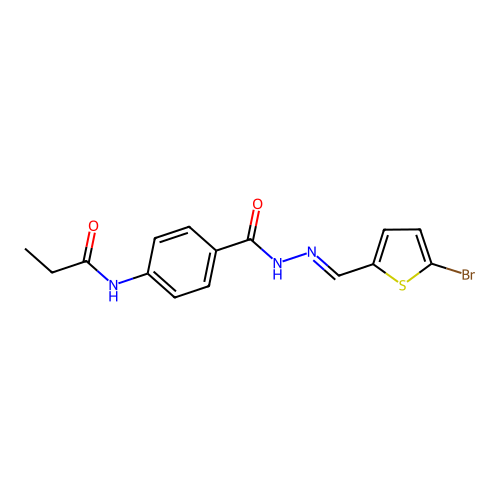 N-[4-({2-[(5-bromo-2-thienyl)methylene]hydrazino}carbonyl)phenyl]propanamide structure