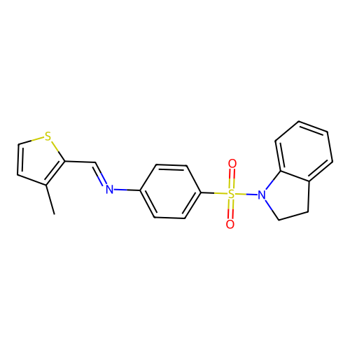 4-(2,3-dihydro-1H-indol-1-ylsulfonyl)-N-[(3-methyl-2-thienyl)methylene]aniline structure