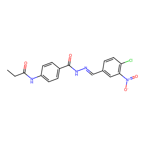 N-(4-{[2-(4-chloro-3-nitrobenzylidene)hydrazino]carbonyl}phenyl)propanamide structure