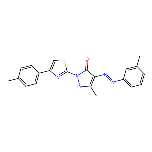 5-methyl-4-[(3-methylphenyl)hydrazono]-2-[4-(4-methylphenyl)-1,3-thiazol-2-yl]-2,4-dihydro-3H-pyrazol-3-one structure