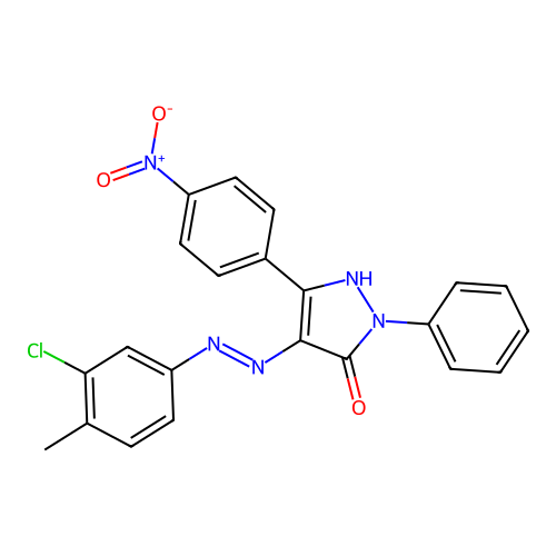 4-[(3-chloro-4-methylphenyl)hydrazono]-5-(4-nitrophenyl)-2-phenyl-2,4-dihydro-3H-pyrazol-3-one structure
