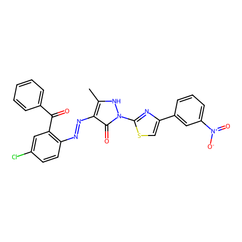 4-[(2-benzoyl-4-chlorophenyl)hydrazono]-5-methyl-2-[4-(3-nitrophenyl)-1,3-thiazol-2-yl]-2,4-dihydro-3H-pyrazol-3-one structure