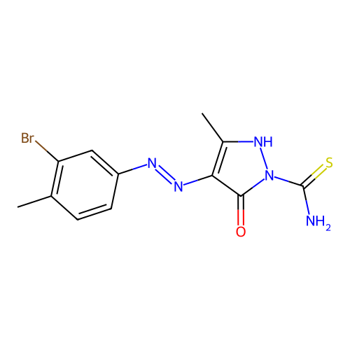 4-[(3-bromo-4-methylphenyl)hydrazono]-3-methyl-5-oxo-4,5-dihydro-1H-pyrazole-1-carbothioamide structure