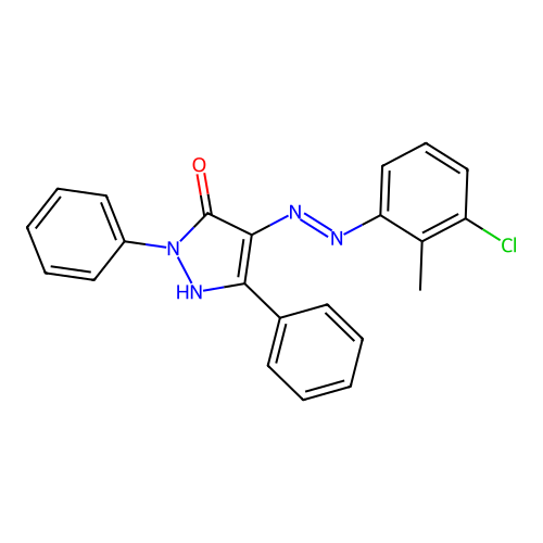 4-[(3-Chloro-2-methyl-phenyl)-hydrazono]-2,5-diphenyl-2,4-dihydro-pyrazol-3-one structure
