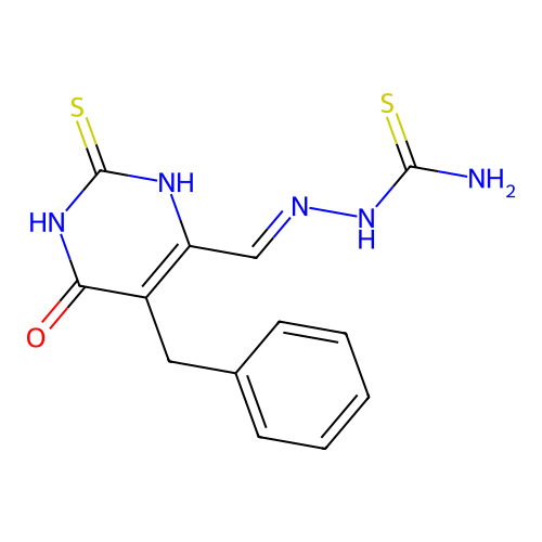 [(5-benzyl-4-oxo-2-sulfanylidene-1H-pyrimidin-6-yl)methylideneamino]thiourea structure