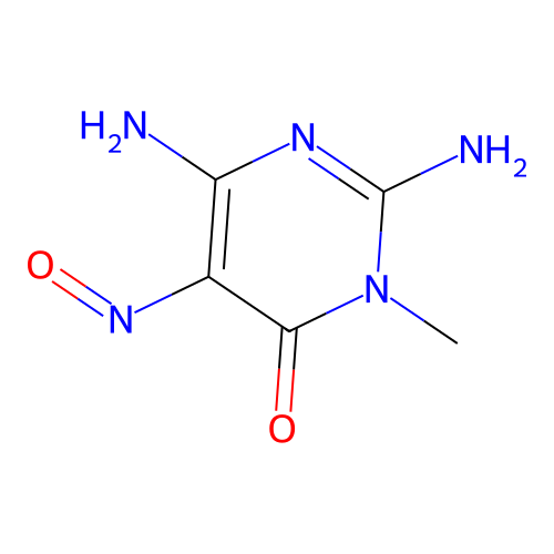 InChI=1/C5H7N5O2/c1-10-4(11)2(9-12)3(6)8-5(10)7/h6H2,1H3,(H2,7,8 structure